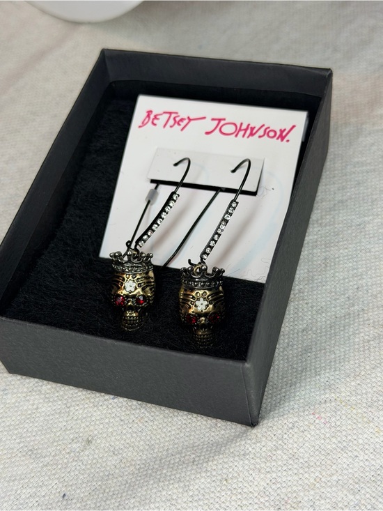 Betsey Johnson Jewelry - Betsey Johnson Rockin Riches Crowned Skull Dangle Earrings
